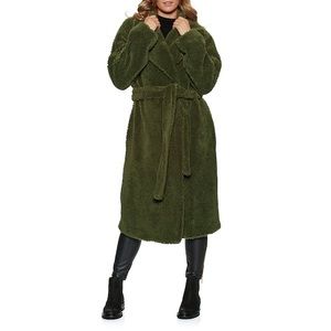 Boss Cateddy Women's Teddy Coat Jacket Dark Green Winter Oversized